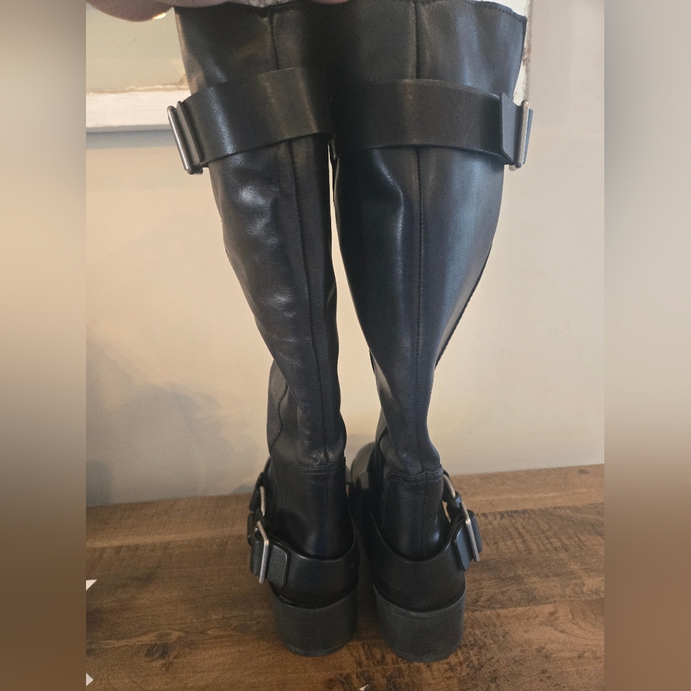 Arezzo Womens Clara Knee-high Tall Motorcycle Boots, Black, 8 - Picture 7 of 11